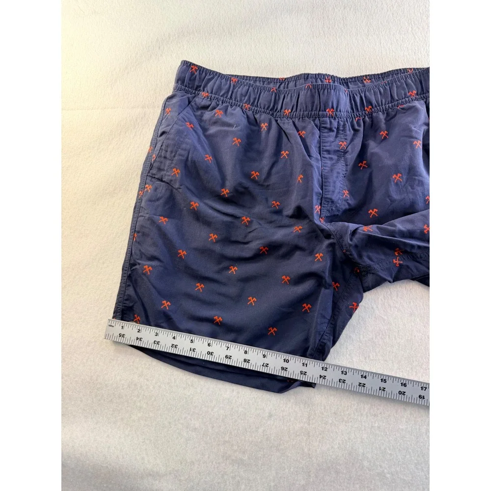 The North Face Mens Navy Blue Orange Ice Axe Print Swim Shorts Large Regular